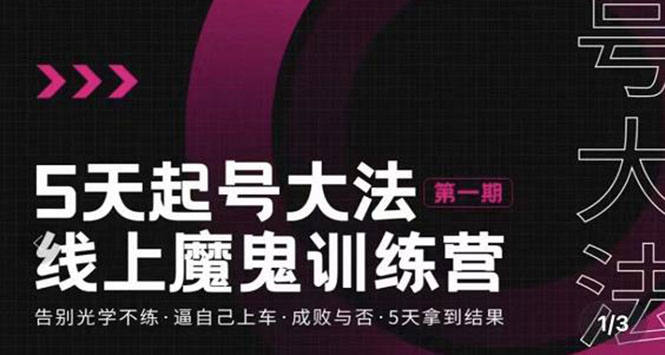 【副业项目3626期】五天起号魔鬼训练营，告别光学不练，逼自己上车，成败与否，5天拿到结果-千图副业网