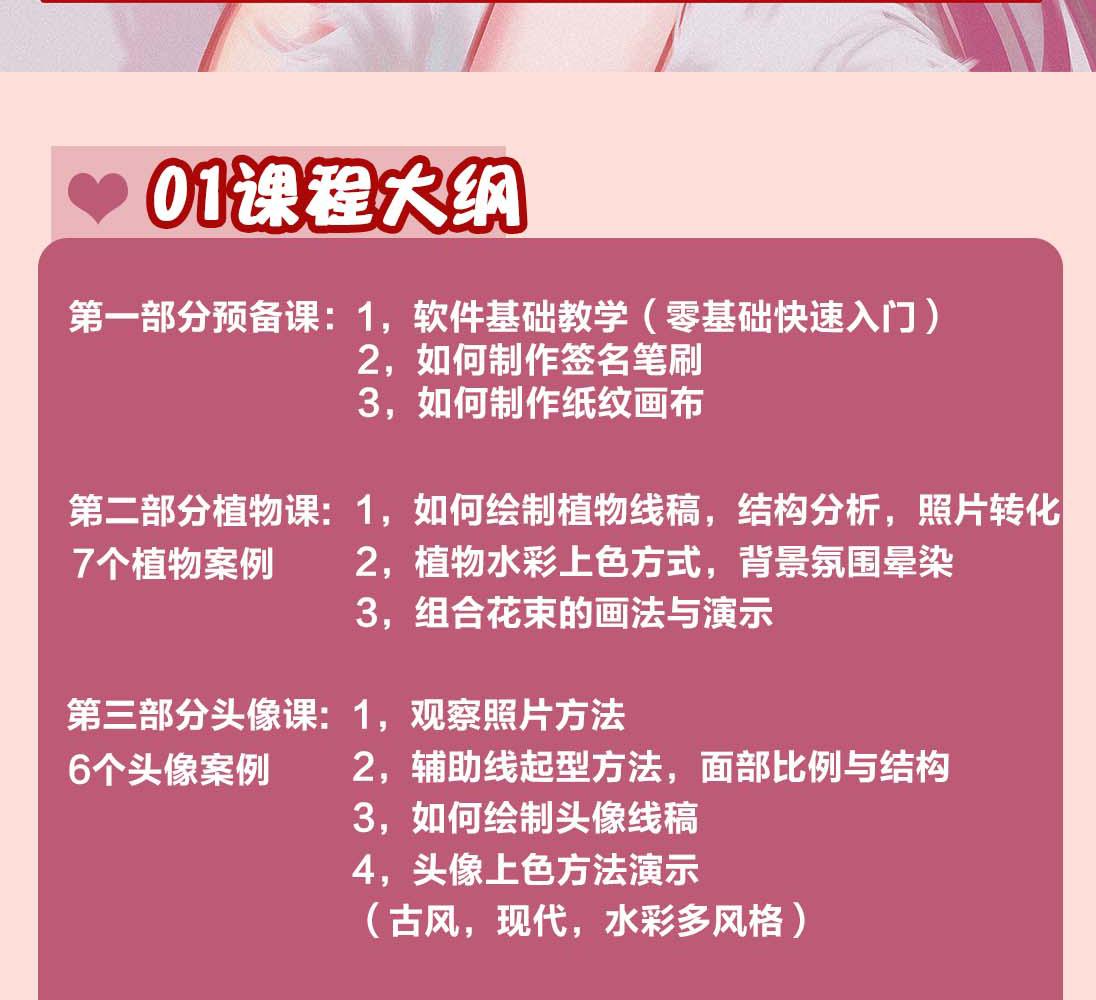 图片[3]-【副业项目4320期】2022年ipad综合团练水彩植物+少女头像，二合一课程（40节课）-千图副业网