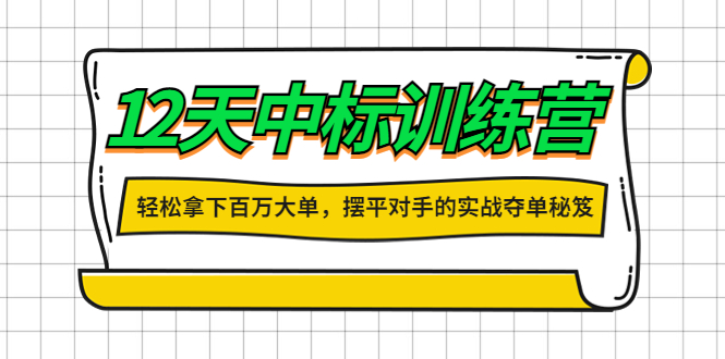 【副业项目4416期】12天中标训练营：轻松拿下百万大单，摆平对手的实战夺单秘笈-千图副业网