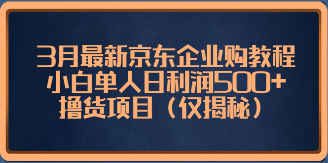 【副业项目5406期】3月最新京东企业购教程，小白单人日利润500+撸货项目（仅揭秘）-千图副业网