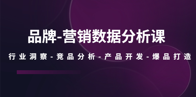 【副业项目5644期】品牌-营销数据分析课，行业洞察-竞品分析-产品开发-爆品打造-千图副业网