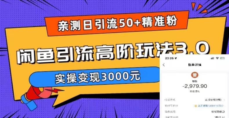 【副业项目5795期】实测日引50+精准粉，闲鱼引流高阶玩法3.0，实操变现3000元-千图副业网