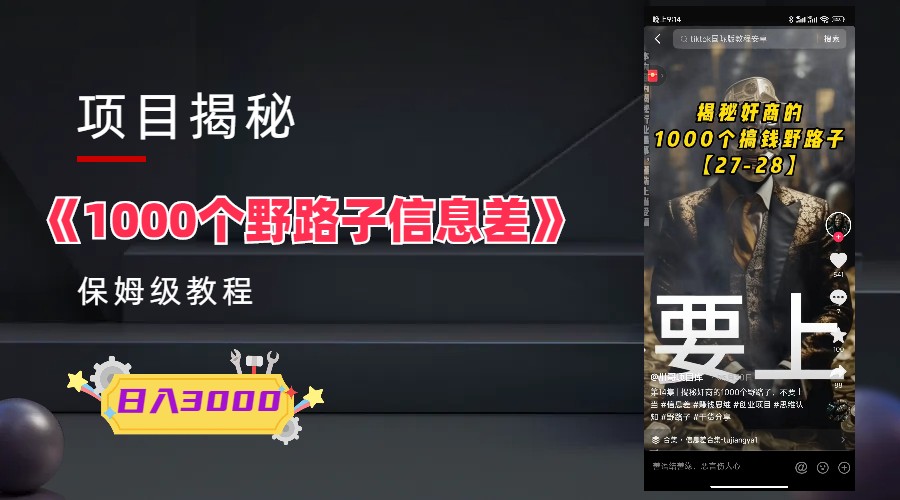 【副业项目6163期】1000个野路子信息差保姆式教程-单日变现3000+的玩法解密-千图副业网