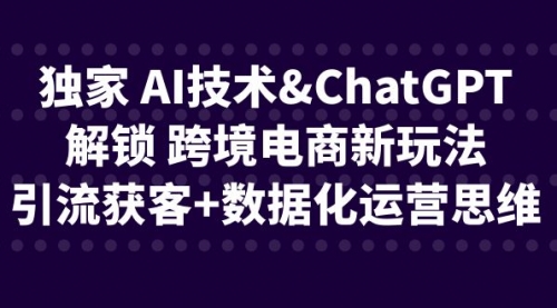 【副业项目6780期】独家 AI技术&ChatGPT解锁 跨境电商新玩法，引流获客+数据化运营思维-千图副业网