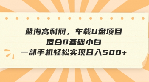 【副业项目6781期】蓝海高利润，车载U盘项目，适合0基础小白，一部手机轻松实现一天500+-千图副业网