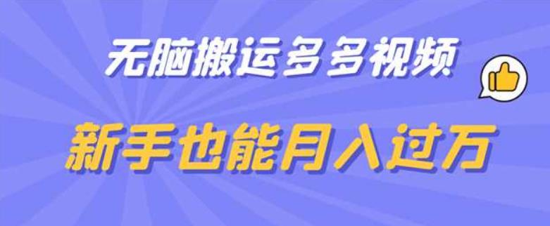 【副业项目6853期】无脑搬运多多视频，新手也能月入过万【揭秘】-千图副业网