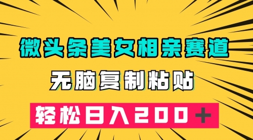【副业项目7873期】微头条冷门美女相亲赛道，无脑复制粘贴，轻松日入200-千图副业网