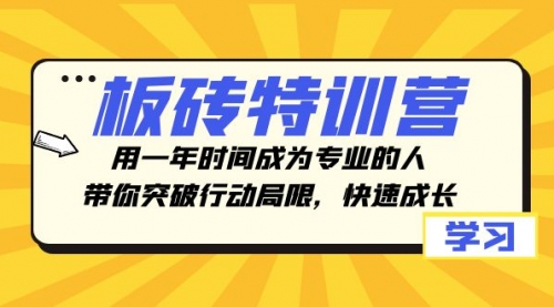 【副业项目8289期】板砖特训营，用一年时间成为专业的人，带你突破行动局限，快速成长-千图副业网