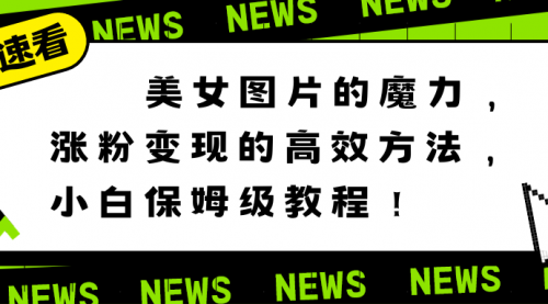 【副业8733期】美女图片的魔力，涨粉变现的高效方法，小白保姆级教程！-千图副业网