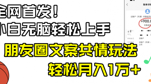 【副业8908期】小白轻松无脑上手，朋友圈共情文案玩法，月入1W+-千图副业网