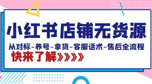 【副业8940期】小红书店铺无货源：从对标-养号-拿货-客服话术-售后全流程（20节课）-千图副业网