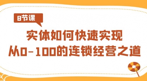 【副业8986期】实体·如何快速实现从0-100的连锁经营之道（8节视频课）-千图副业网