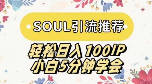 【副业9006期】SOUL引流推荐 轻松日入100IP 小白5分钟学会-千图副业网