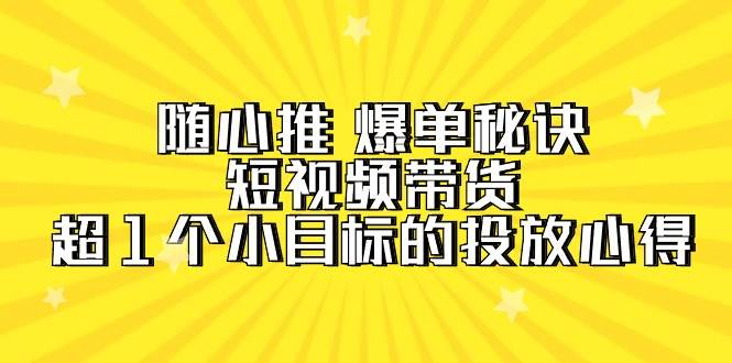 随心推 爆单秘诀，短视频带货-超1个小目标的投放心得（7节视频课）-千图副业网