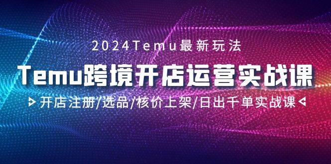 2024Temu跨境开店运营实战课，开店注册/选品/核价上架/日出千单实战课-千图副业网