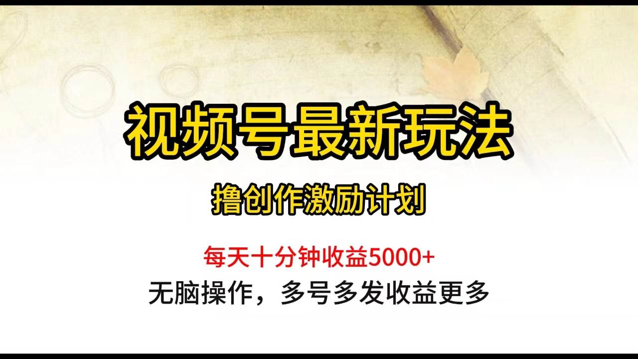 视频号最新玩法，每日一小时月入5000+-千图副业网