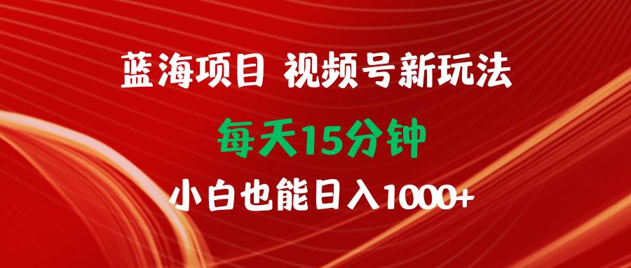蓝海项目视频号新玩法 每天15分钟 小白也能日入1000+-千图副业网