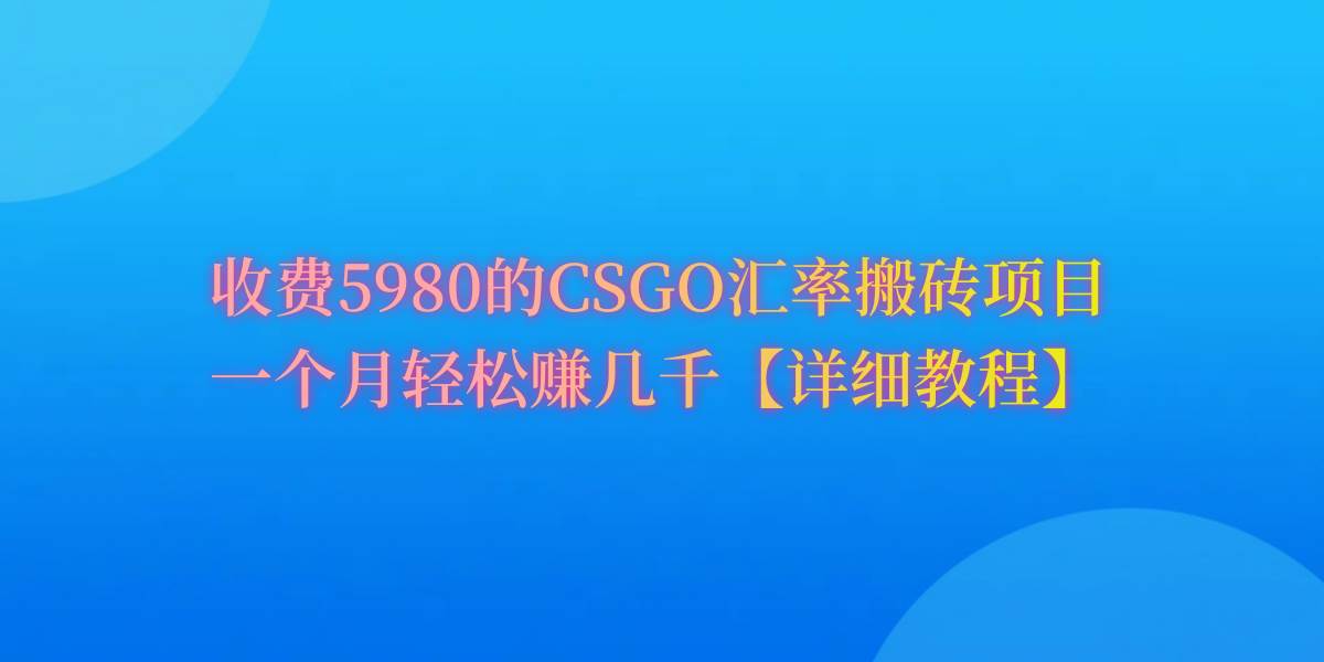 CSGO装备搬砖，月综合收益率高达60%，你也可以！-千图副业网