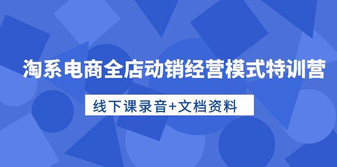 淘系电商全店动销经营模式特训营，线下课录音+文档资料-千图副业网