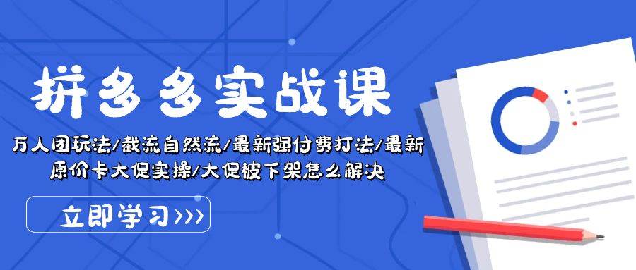 拼多多·实战课：万人团玩法/截流自然流/最新强付费打法/最新原价卡大促..-千图副业网