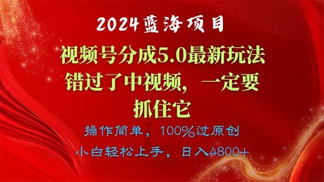 2024蓝海项目，视频号分成计划5.0最新玩法，错过了中视频，一定要抓住…-千图副业网