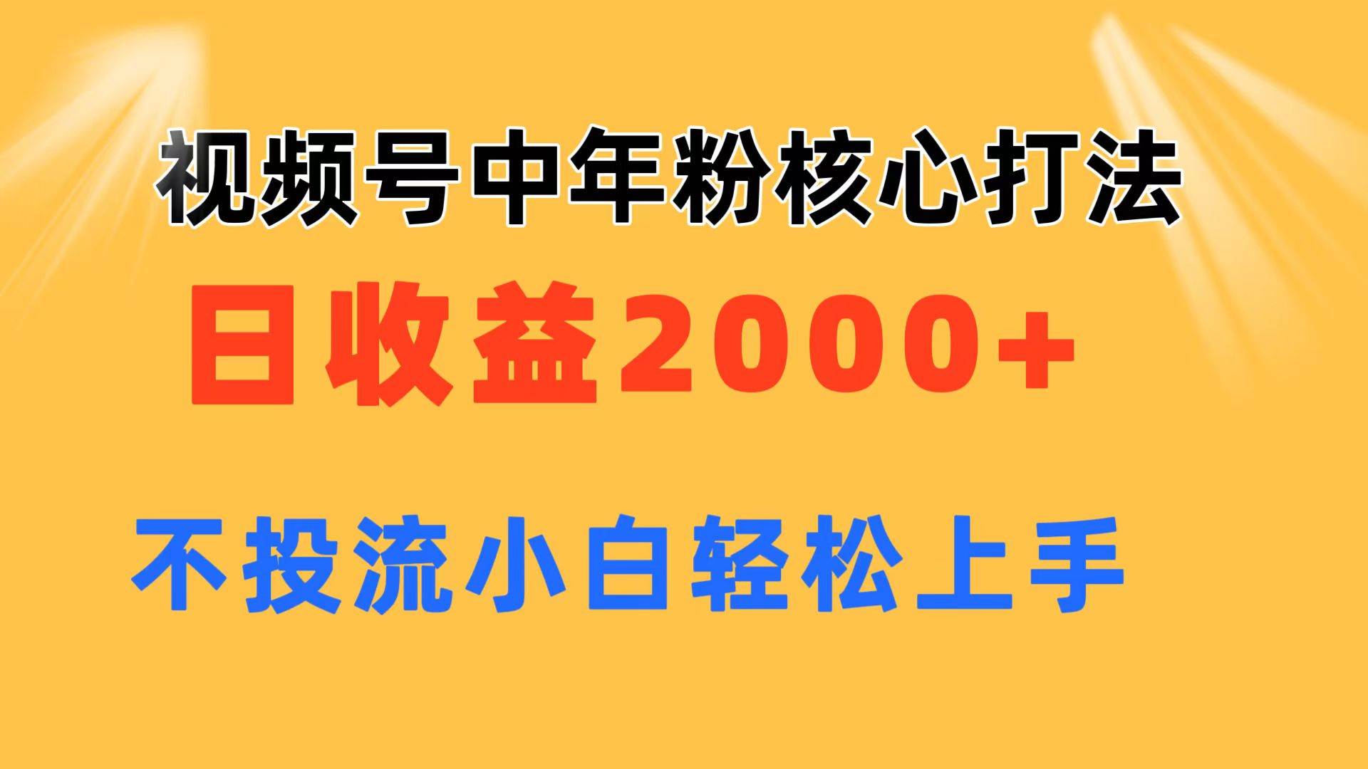 视频号中年粉核心玩法 日收益2000+ 不投流小白轻松上手-千图副业网