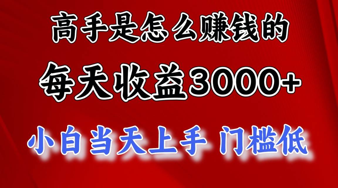 高手是怎么赚钱的，一天收益3000+ 这是穷人逆风翻盘的一个项目，非常…-千图副业网
