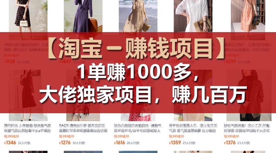 【淘宝赚钱项目】1单可赚1000多，大佬独家项目，年赚几百万-千图副业网