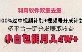 利用软件双重去重，100%过中视频+视频号分成计划小白也可以月入4W+-千图副业网