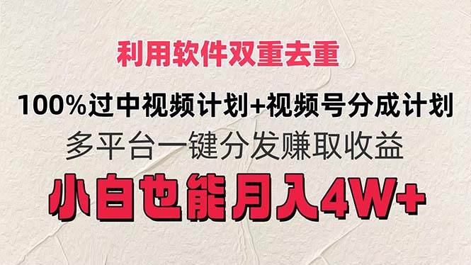 利用软件双重去重，100%过中视频+视频号分成计划小白也可以月入4W+-千图副业网