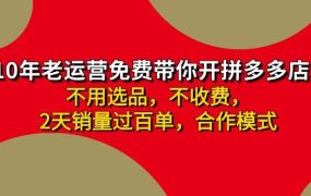 拼多多 最新合作开店日收4000+两天销量过百单,无学费、老运营代操作、...-千图副业网