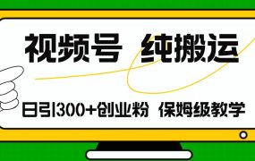 视频号纯搬运日引流300+创业粉,日入4000+-千图副业网