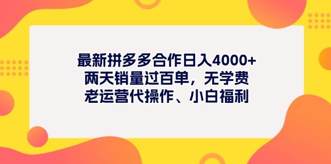 最新拼多多项目日入4000+两天销量过百单，无学费、老运营代操作、小白福利-千图副业网