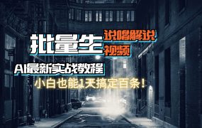 【AI最新实战教程】日入600+,批量生成说唱解说视频,小白也能1天搞定百条-千图副业网