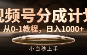 视频号分成计划,从0-1教程,日入1000+-千图副业网