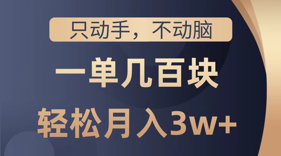 只动手不动脑，一单几百块，轻松月入2w+，看完就能直接操作，详细教程-千图副业网