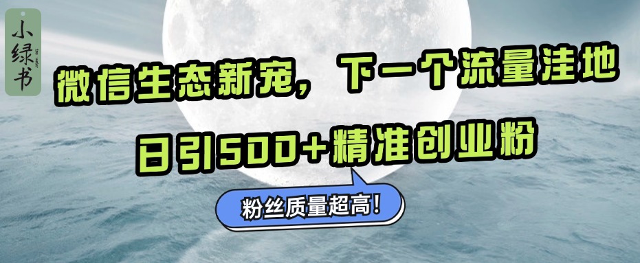 微信生态新宠小绿书：下一个流量洼地，粉丝质量超高，日引500+精准创业粉，-千图副业网