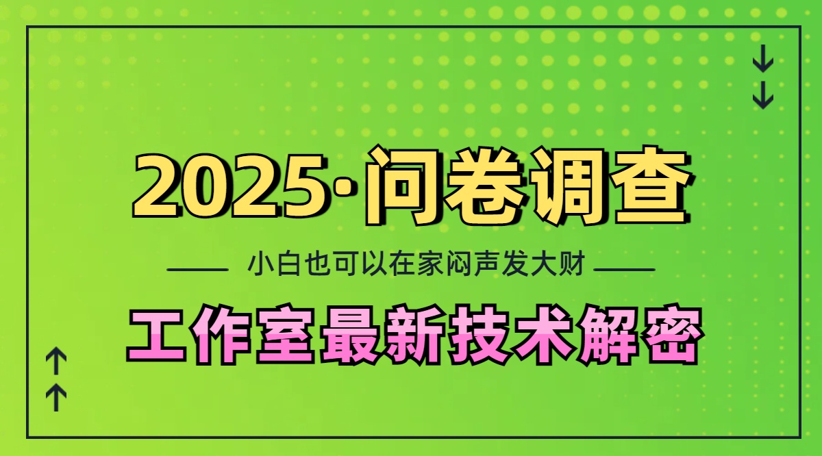 2025《问卷调查》最新工作室技术解密：一个人在家也可以闷声发大财，小白一天200+，可矩阵放大-千图副业网