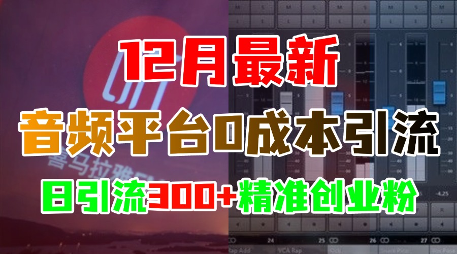 12月最新：音频平台0成本引流，日引300+精准创业粉-千图副业网