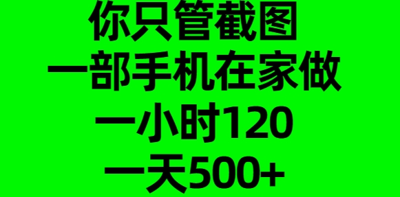 你只管截图，一部手机在家做，一小时120，一天500+-千图副业网