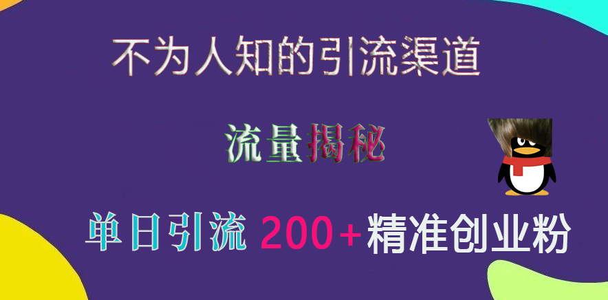 不为人知的引流渠道，流量揭秘，实测单日引流200+精准创业粉-千图副业网