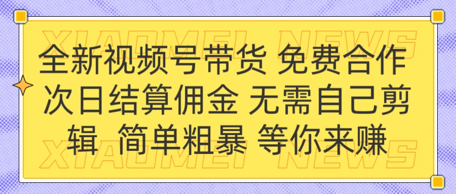 全新视频号 免费合作 佣金次日结算 无需自己剪辑-千图副业网