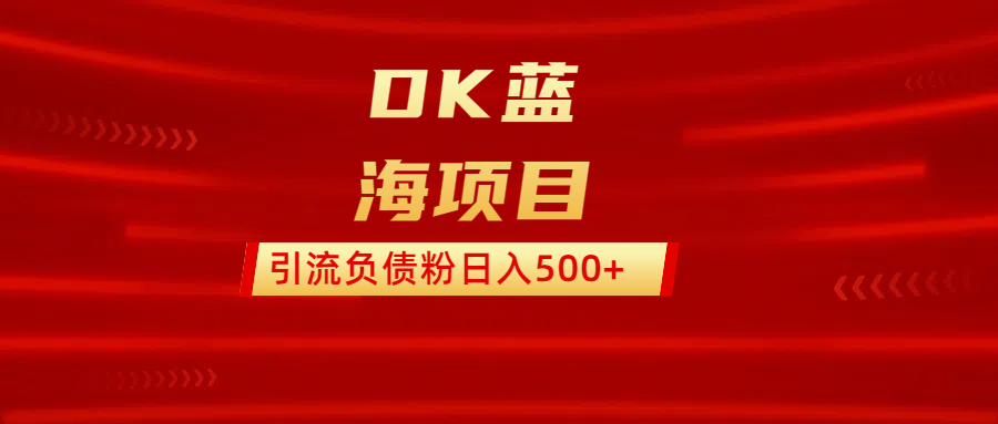 DK蓝海项目  通过，抖音，快手，小红书，引流负债粉日入500+-千图副业网