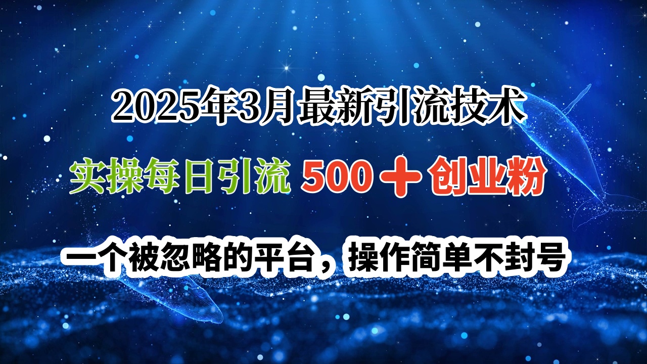 2025年3月最新引流技术，实操每日引流500➕创业粉，一个被忽略的平台，操作简单不封号-千图副业网