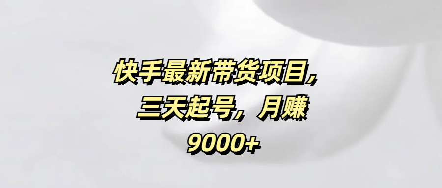 快手最新带货项目，三天起号，月赚9000+-千图副业网