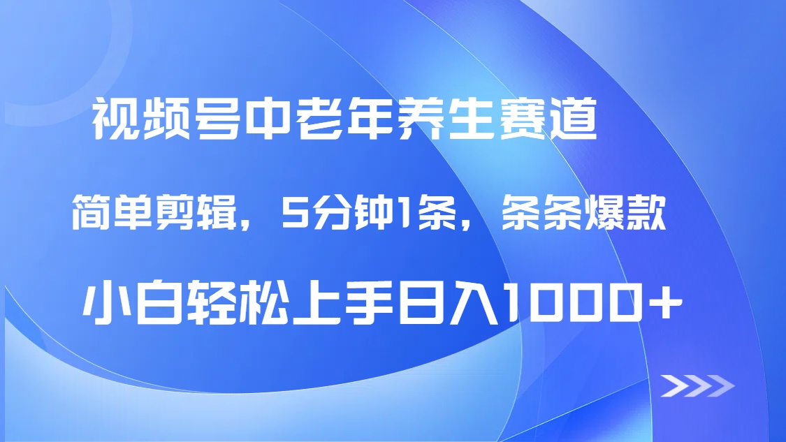 DeepSeek+既梦做视频号中老年养生赛道，条条爆款5分钟1条，轻松日入1000+-千图副业网