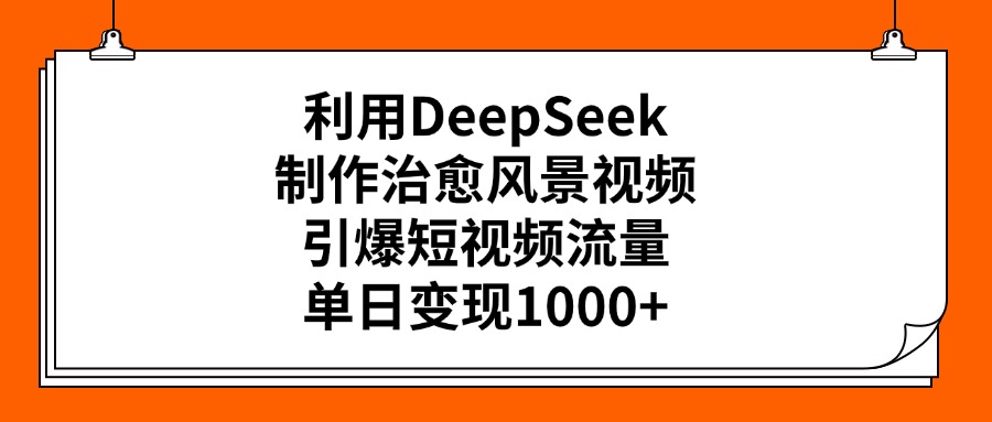 利用DeepSeek，制作治愈风景视频，引爆短视频流量，单日变现1000+-千图副业网