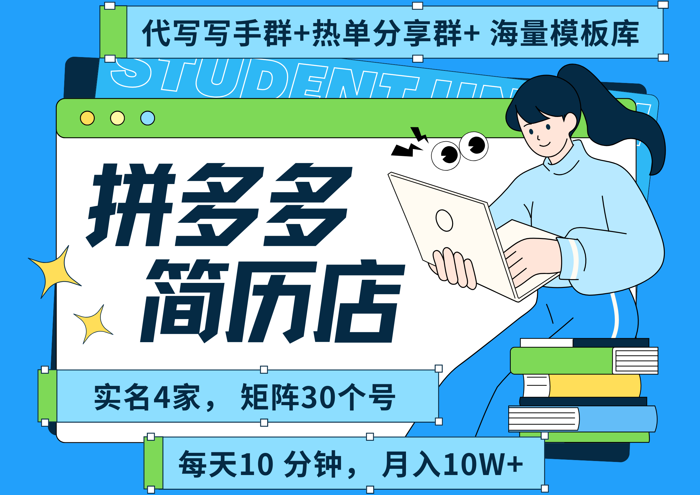 拼多多 虚拟资料 简历 海报代写 全SOP流程 毫无保留分享（含后端资料以及代写渠道）每天十分钟 每人实名四个店  矩阵30个账号  轻轻松松 月入10W-千图副业网