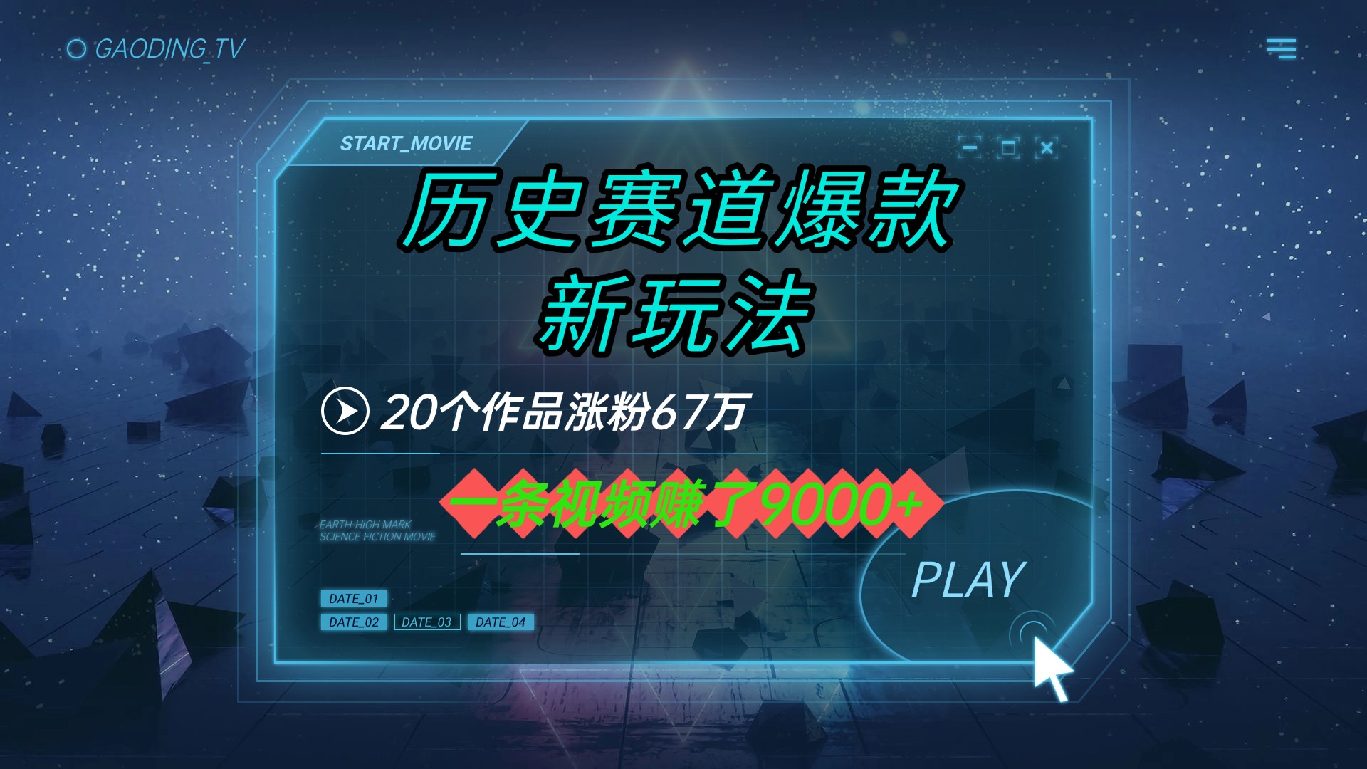 20个作品涨粉67万，一条视频赚了9000+，历史赛道爆款新玩法-千图副业网