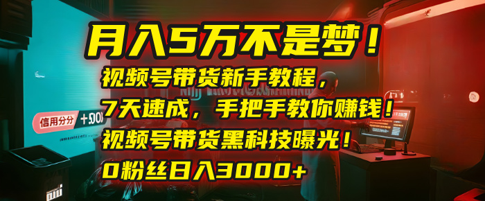 月入5万不是梦!视频号带货新手教程,7天速成,手把手教你赚钱!视频号带货黑科技曝光!0粉丝日入3000+-千图副业网